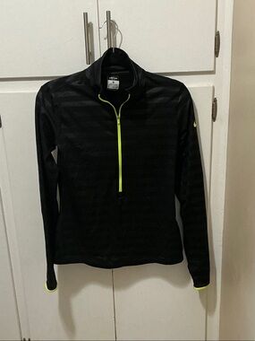 Nike Black Quarter-Zip Top with Neon Yellow Trim